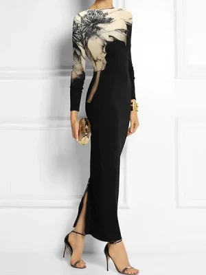 Floral Boat Neck Maxi Dress