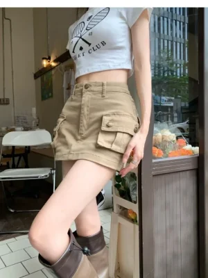 Women’s Denim Khaki A-Line Work Skirt