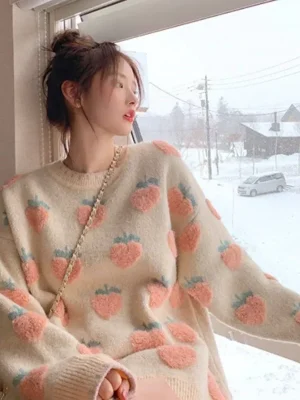 Women's Loose Knit Pullover Sweater Warm and Versatile