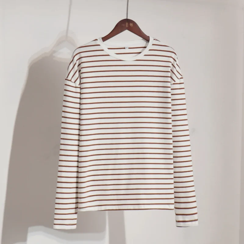 Autumn Casual Striped T-Shirt Top - Image 7