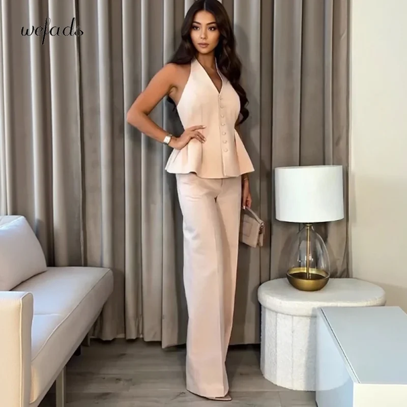 Halter Vest & Wide Leg Pants Set