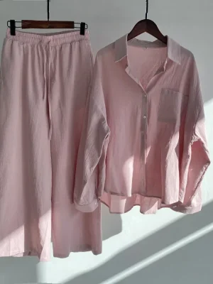 Casual Shirt & High Waist Pants Set