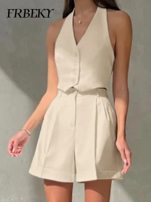 Elegant Summer Sleeveless Two-Piece Set