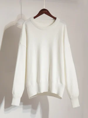 Solid Color Knit Sweater Women’s Casual Pullover