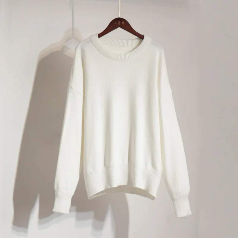 Solid Color Knit Sweater Women’s Casual Pullover