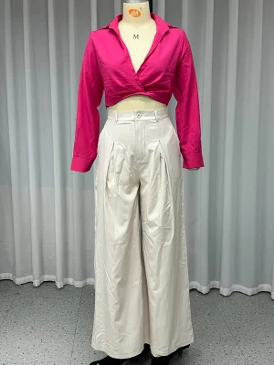 Twist Knot Shirt & Wide Leg Pants Set