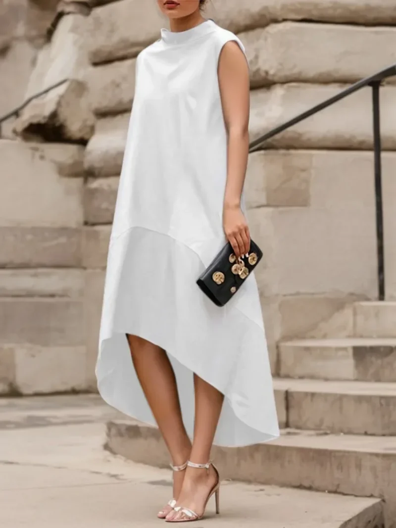 High-Low Cotton A-Line Maxi Dress - Image 2