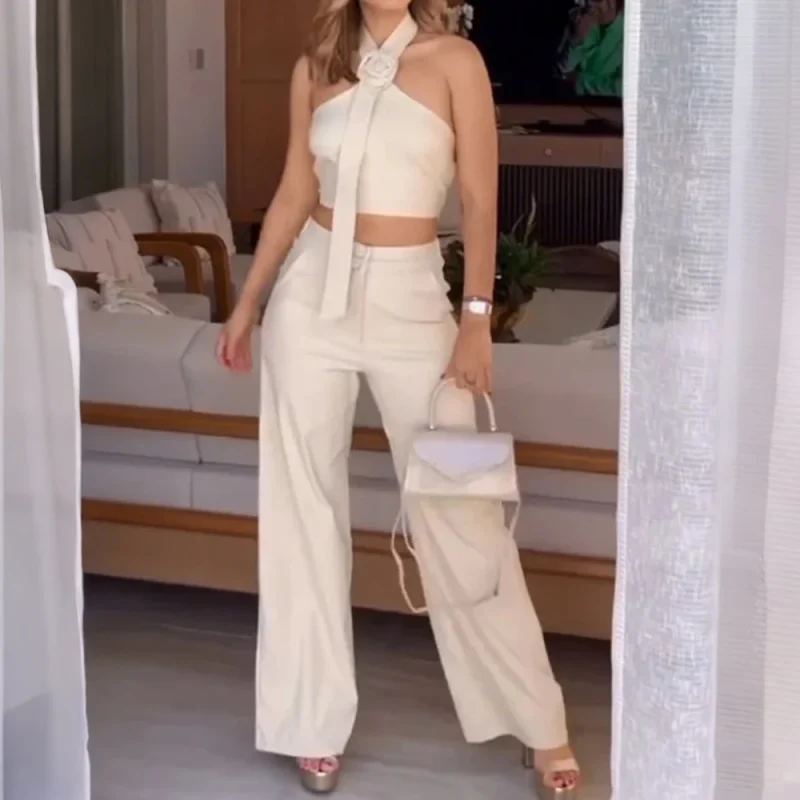 Chic Halter Vest & High Waist Pant Set - Image 2
