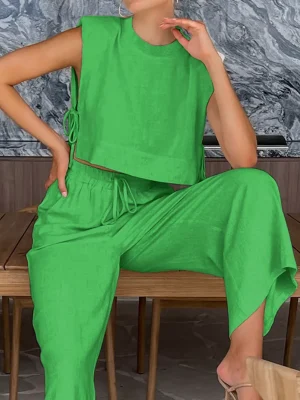 Summer Crop Top & Pants Set