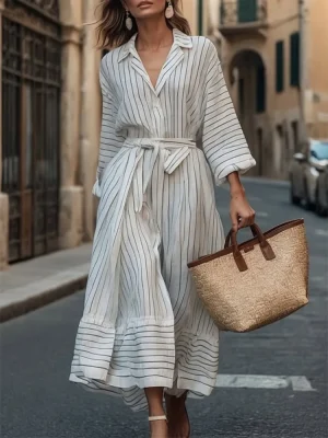 Notched Collar Midi Dress 2025