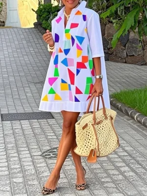 Color Block Loose Mini Dress