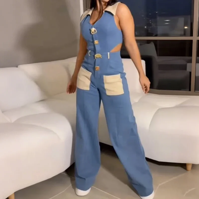 2025 Vintage Sleeveless Collar Jumpsuit - Image 2