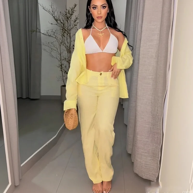 Shirt & Wide Leg Pants Set - Image 3