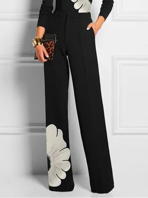 High Waist Floral Suit Pants