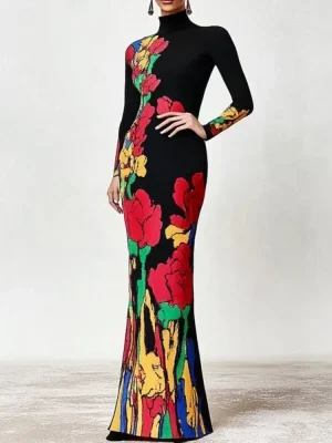 Elegant High Neck Party Dress