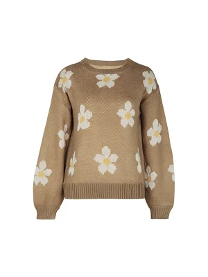 Women's Jacquard Flower Sweater Autumn Winter Fashion
