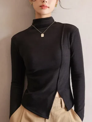 Padded Half-High Neck Knit Sweater Women’s