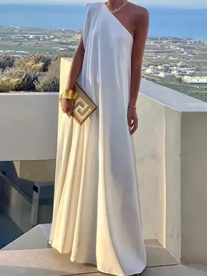 One-Shoulder Elegant Maxi Dress