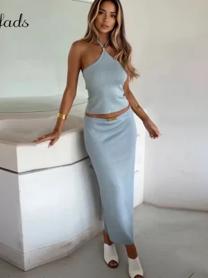 2025 Halter Neck Top & Half Skirt Set