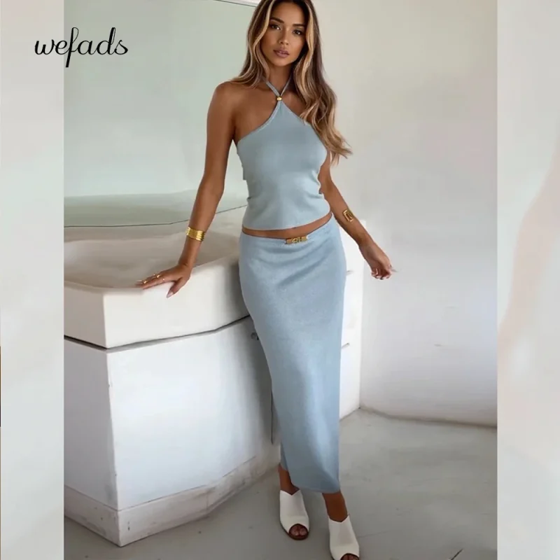2025 Halter Neck Top & Half Skirt Set