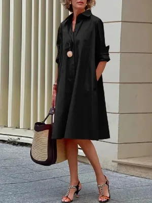 Simple Solid Color Office Dress