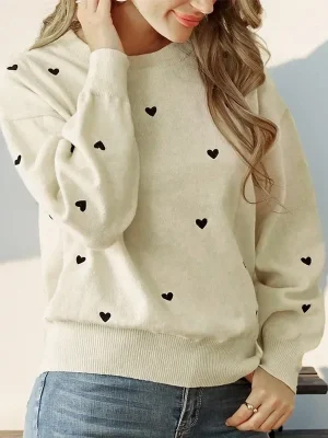 Love Heart Knit Sweater Women’s Autumn Pullover