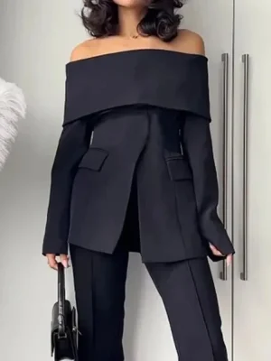 Trendy Off-Shoulder Work Jacket