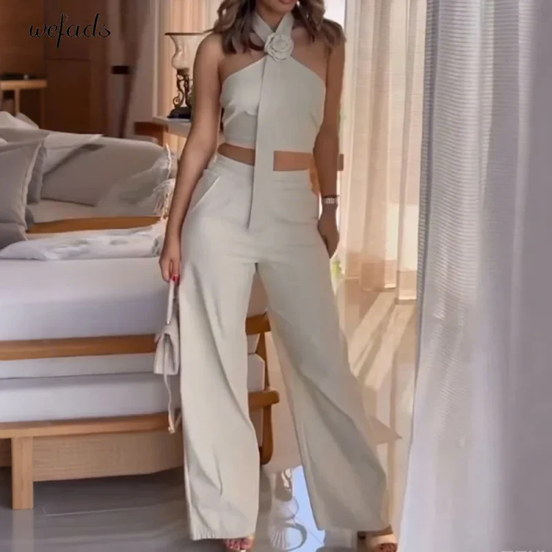 Chic Halter Vest & High Waist Pant Set