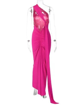 Summer Sexy One Shoulder Pleated Dress