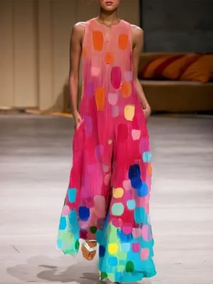 Multicolor Wide Leg Summer Jumpsuit