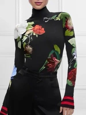 Vintage Floral High Neck Top