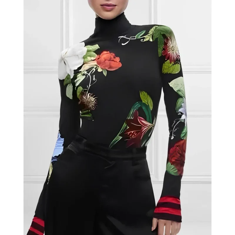 Vintage Floral High Neck Top