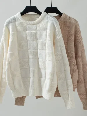 Loose Fit Round Neck Knit Sweater Korean Style