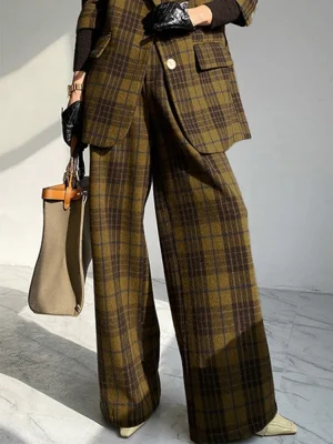 Vintage Plaid Woolen Pants