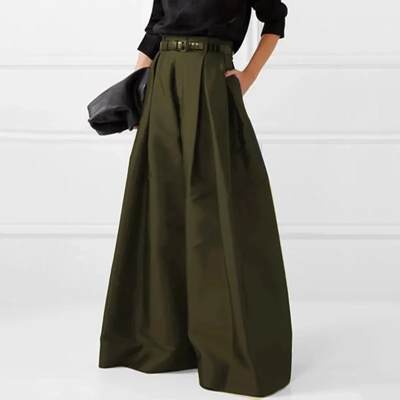 Casual Solid Color Wide Leg Pants