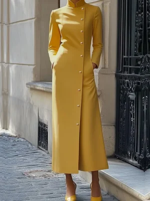 Elegant Single-Breasted Evening Dress