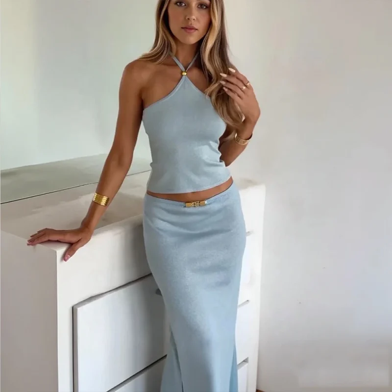 2025 Halter Neck Top & Half Skirt Set - Image 2