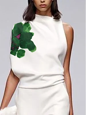 Floral High Neck Vest Top