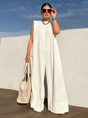 Sleeveless Wide Leg Casual Jumpsuit