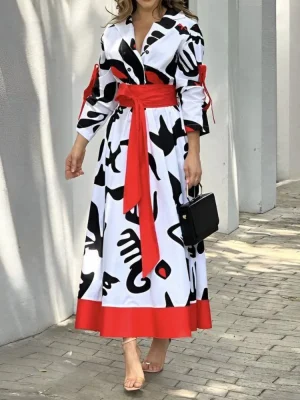 Black & White Printed Shirt Dress