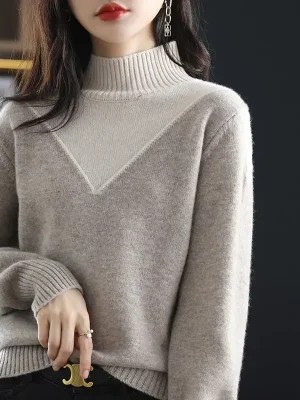Women's Loose Turtleneck Knit Sweater Lazy Autumn Style