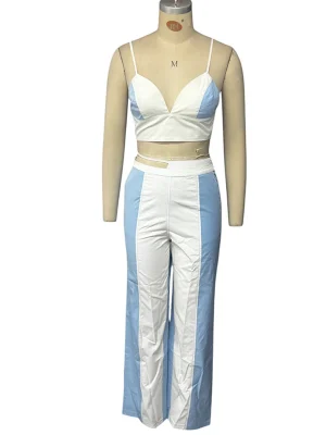 Chic Sleeveless Top & High Waist Pants Duo