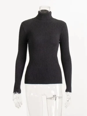 High Neck Crop Knit Sweater Women’s Warm Pullover