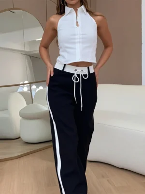 2025 Women’s Solid Vest & Loose Pants Outfit