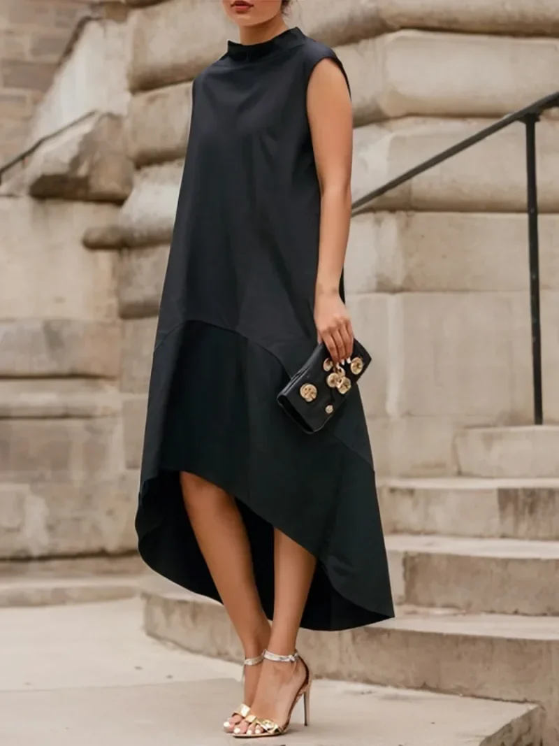 High-Low Cotton A-Line Maxi Dress - Image 3