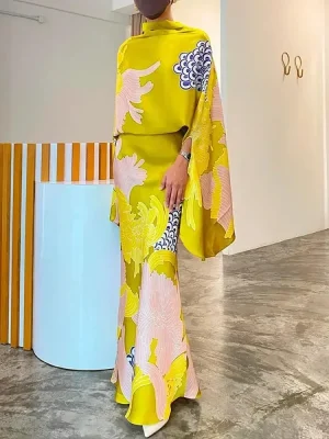 Vintage Floral Blouse & Skirt Set