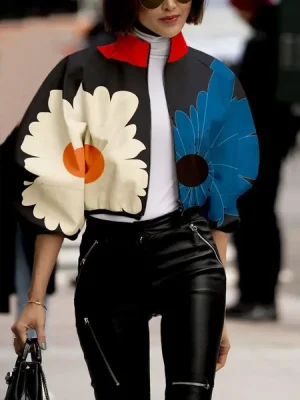 2025 Stand Collar Floral Outerwear