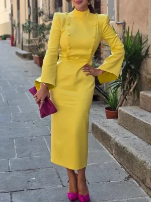 2025 Spring Office Buttoned Dress