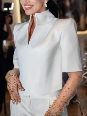 Solid Color Stand Collar Blouse