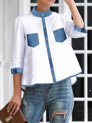 Spring Summer Casual Patchwork Top